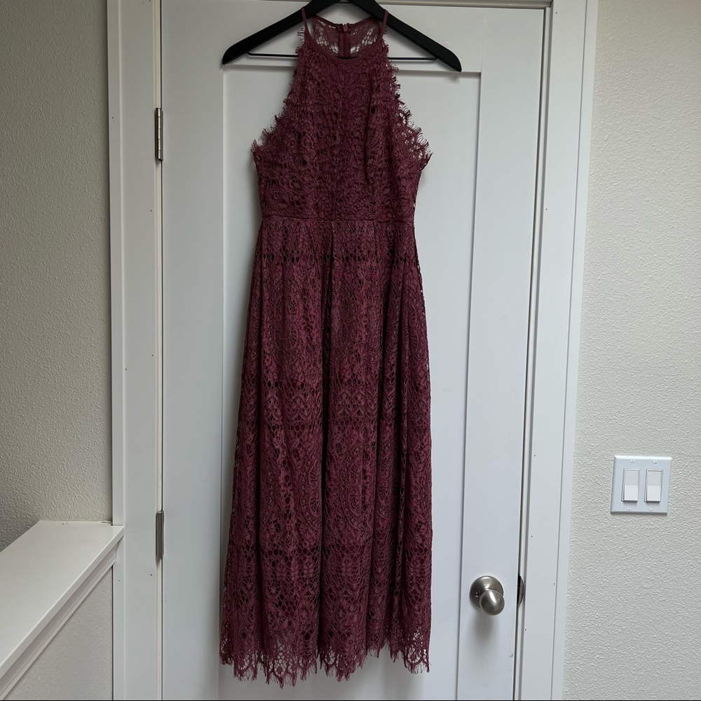 ASOS DESIGN lace pinny scallop edge midi dress - Picture 10 of 12